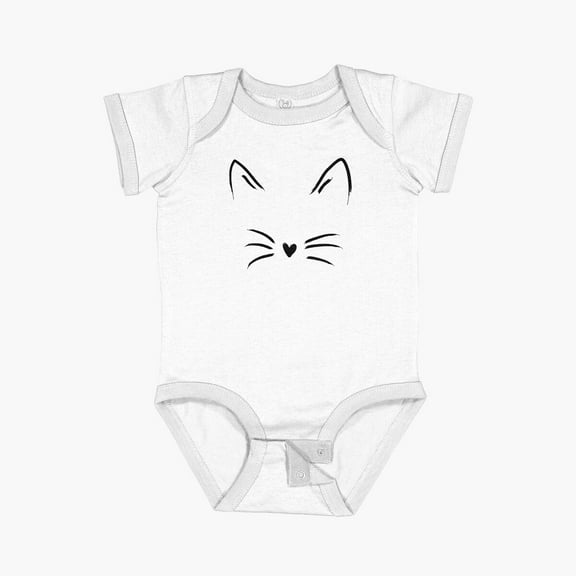 Luvly Cat Face Whiskers Kitty Lover Short Sleeve Baby One-Piece, New Born, Baby Shower Gift, New Parents Gift