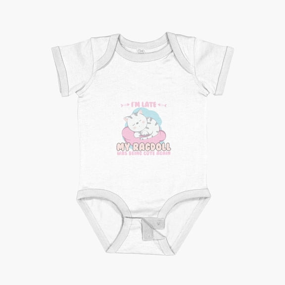 Luvly Cat Lover Shirt Sorry Im Late My Ragdoll Being Cute Again Short Sleeve Baby One-Piece, New Born, Baby Shower Gift, New Parents Gift