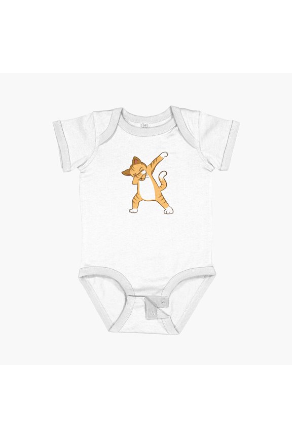 Cats Cat Lover Dabbing Cat Cat Life Short Sleeve Baby One-Piece, New Born, Baby Shower Gift, New Parents Gift