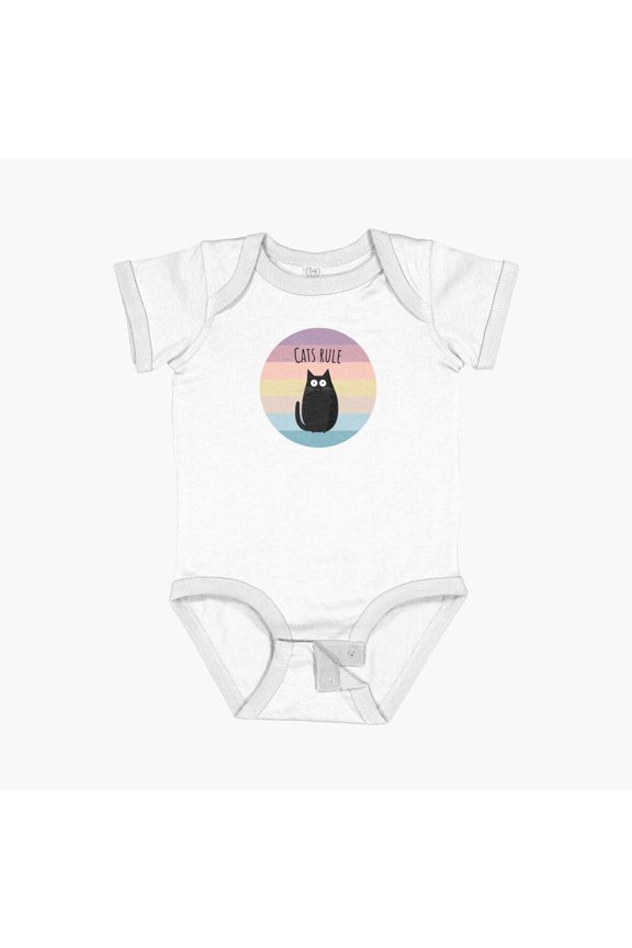 Cats Rule Short Sleeve Baby One-Piece, New Born, Baby Shower Gift, New Parents Gift