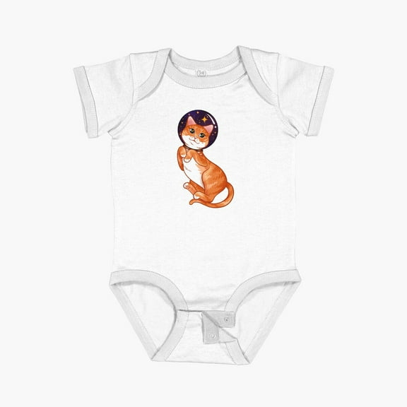 Luvly Catstronaut The Astronaut Cat Short Sleeve Baby One-Piece, New Born, Baby Shower Gift, New Parents Gift