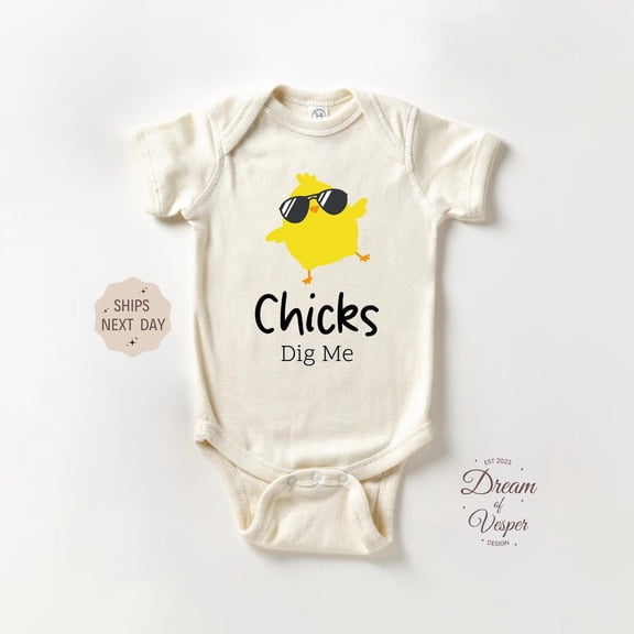 Luvly Chicks Dig Me, Cute Easter Baby Bodysuit, Funny Easter Baby, Natural Baby, Baby Shower Gift, Newborn Baby Clothes, New Born, Baby Shower Gift, New Parents Gift