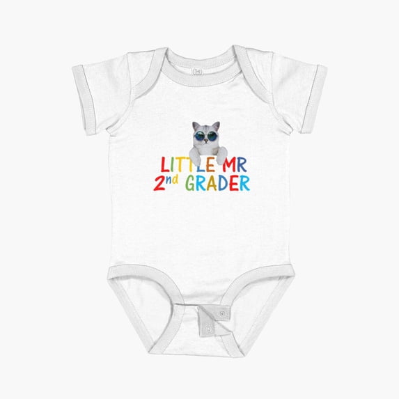 Luvly Cool Cat...Little Mr 2Nd Grader Short Sleeve Baby One-Piece, New Born, Baby Shower Gift, New Parents Gift