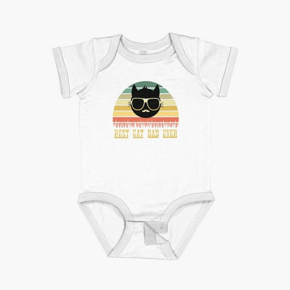 Luvly Cool Obest Cat Dad Ever Short Sleeve Baby One-Piece, New Born, Baby Shower Gift, New Parents Gift