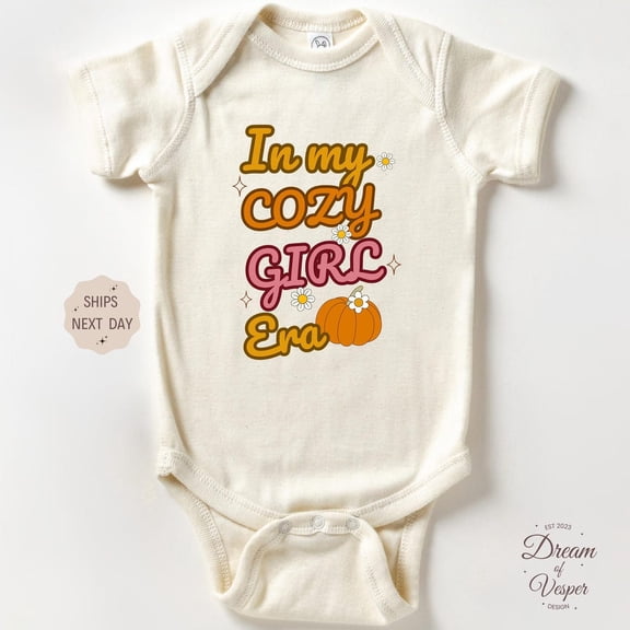 Luvly In My Cozy Girl Era, Natural Baby Bodysuit, Cute Pumpkin Design, Autumn Baby Outfit, Fall Baby, Fall Baby Gift, New Born, Baby Shower Gift, New Parents Gift