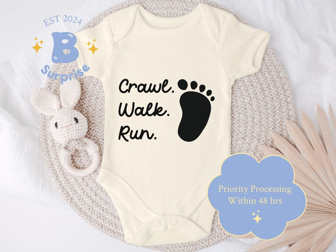Luvly Crawl Walk Run | Motivational Baby Bodysuit | Natural Color ...