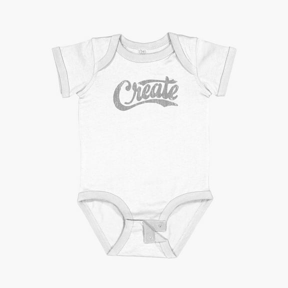 Luvly Create (Gray Script) Short Sleeve Baby One-Piece, New Born, Baby Shower Gift, New Parents Gift