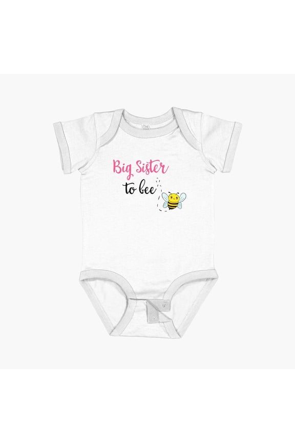 Cute Big Sister To Bee Short Sleeve Baby One-Piece, New Born, Baby Shower Gift, New Parents Gift