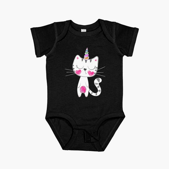 Luvly Cute Caticorn Unicorn Cat Kittycorn For Girls Kids Women Short Sleeve Baby One-Piece, New Born, Baby Shower Gift, New Parents Gift