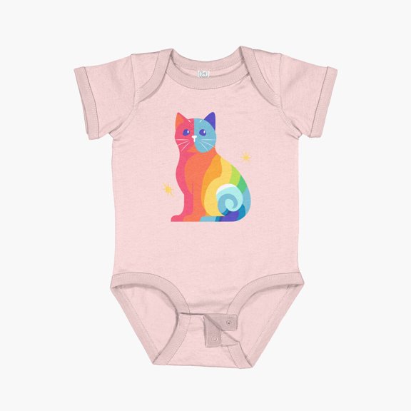 Luvly Cute Colorful Cat Short Sleeve Baby One-Piece, New Born, Baby Shower Gift, New Parents Gift
