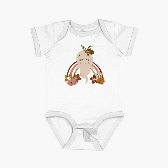 Luvly Cute Ghost Boho Rainbow Short Sleeve Baby One-Piece, New Born, Baby Shower Gift, New Parents Gift