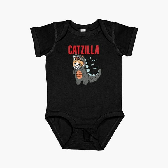 Luvly Cute Kitty Catzilla Short Sleeve Baby One-Piece, New Born, Baby Shower Gift, New Parents Gift