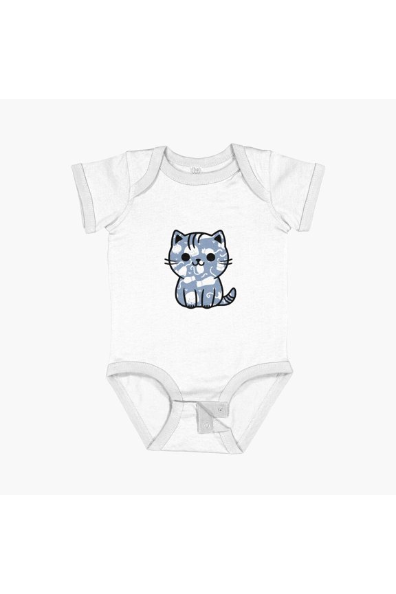 Cute Kitty In Kitty Background Short Sleeve Baby One-Piece, New Born, Baby Shower Gift, New Parents Gift