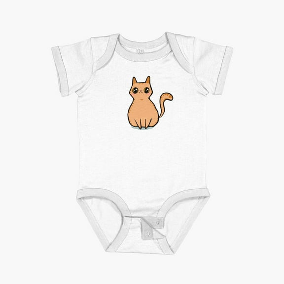 Luvly Cute Light Orange Tabby Kitty Short Sleeve Baby One-Piece, New Born, Baby Shower Gift, New Parents Gift