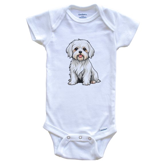Luvly Cute Maltese Dog Breed Baby Bodysuit, New Born, Baby Shower Gift, New Parents Gift