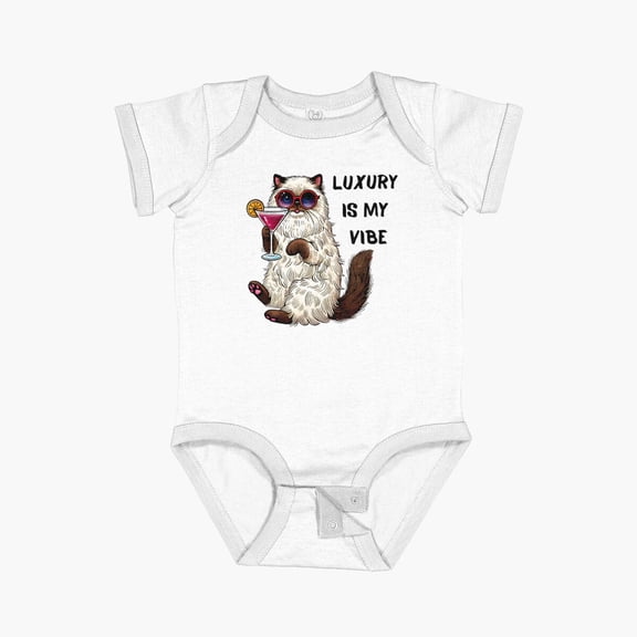 Luvly Cute Ragdoll Cat - Luxury Is My Vibe Short Sleeve Baby One-Piece, New Born, Baby Shower Gift, New Parents Gift