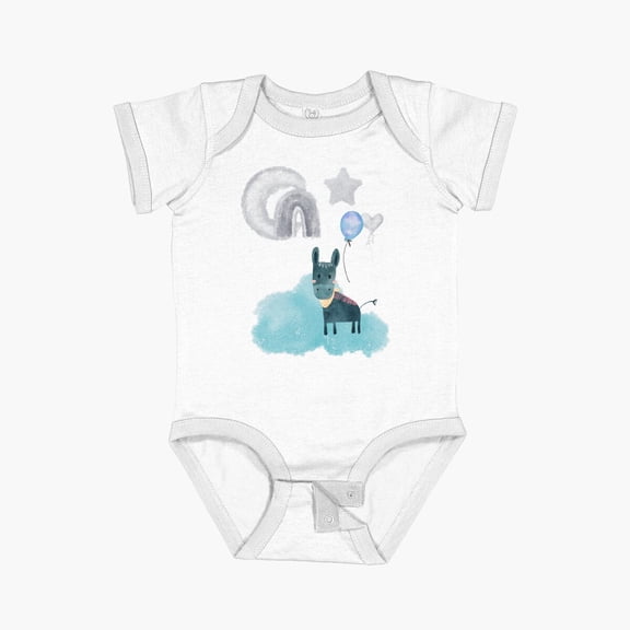 Luvly Cute Toodler Donkey With Ballons Fanny Gifts For Toodler, Kids Short Sleeve Baby One-Piece, New Born, Baby Shower Gift, New Parents Gift