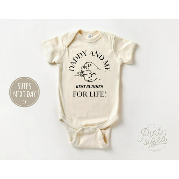 Luvly Daddy And Me Baby - Best Buddies Minimalist Bodysuit - Father'S Day Natural , New Born, Baby Shower Gift, New Parents Gift