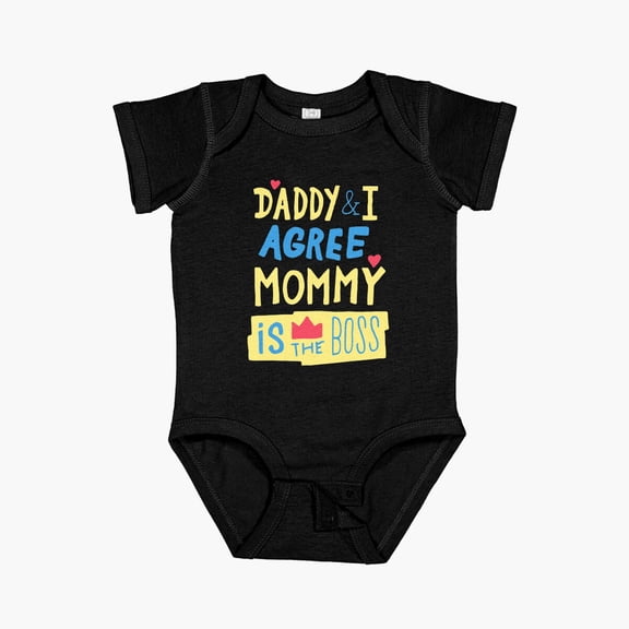 Luvly Daddy & I Agree Mommy Is The Boss Short Sleeve Baby One-Piece, New Born, Baby Shower Gift, New Parents Gift