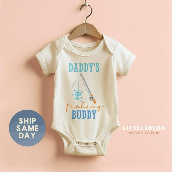 Luvly Daddy'S Fishing Buddy Father'S Day Baby Onesies® Brand, Cute Fishing Baby Bodysuit, Gift For New Dad, Baby Shower Gift(Ca-D7), New Born, Baby Shower Gift, New Parents Gift