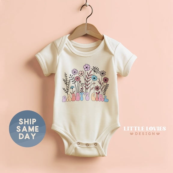 Luvly Daddy'S Girl, Floral Father'S Day Baby Bodysuit, Newborn Girl 1St Father'S Day Clothing, Baby Girl Gift From Daddy, (Ca-D84), New Born, Baby Shower Gift, New Parents Gift