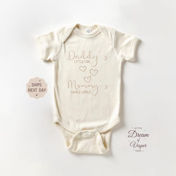 Luvly Daddy'S Girl Mommy'S Whole World, Cute Minimalist Natural Bodysuit, Mommy And Daddy Baby, Baby Shower Gift, Family , New Born, Baby Shower Gift, New Parents Gift