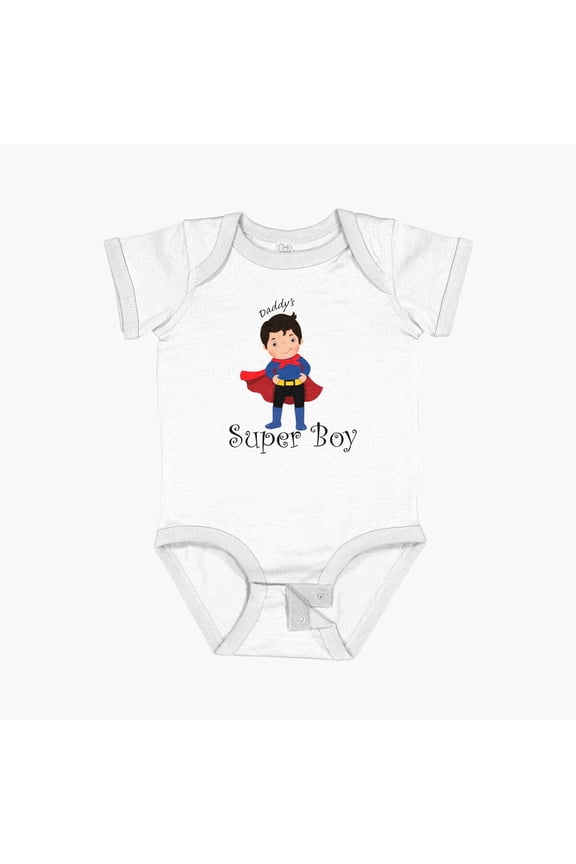 Daddy'S Super Boy Bb Short Sleeve Baby One-Piece, New Born, Baby Shower Gift, New Parents Gift