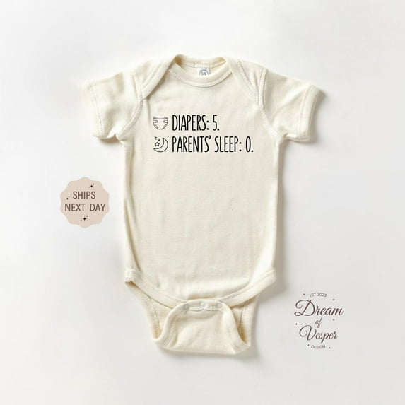 Luvly Diapers 5 Parents Sleep 0, Baby Coming Home Bodysuit, Funny Baby, Announcement Baby, Baby Shower Gift,, New Born, Baby Shower Gift, New Parents Gift