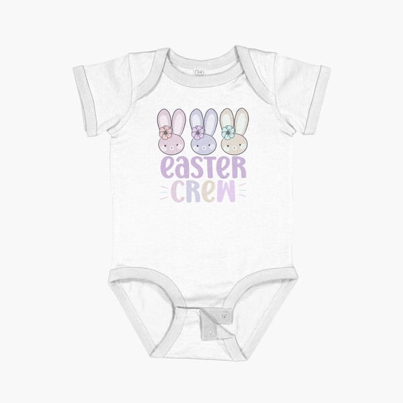 Luvly Easter Crew Cute Pastel Easter Bunnies Short Sleeve Baby One-Piece, New Born, Baby Shower Gift, New Parents Gift