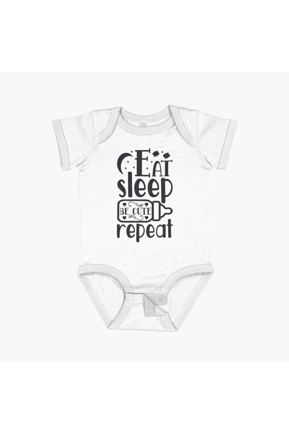 Eat Sleep Repeat Short Sleeve Baby One-Piece, New Born, Baby Shower Gift, New Parents Gift