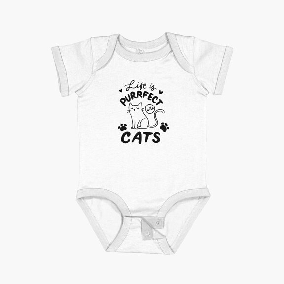 Luvly Elegant Black Cat Silhouette Art Short Sleeve Baby One-Piece, New Born, Baby Shower Gift, New Parents Gift
