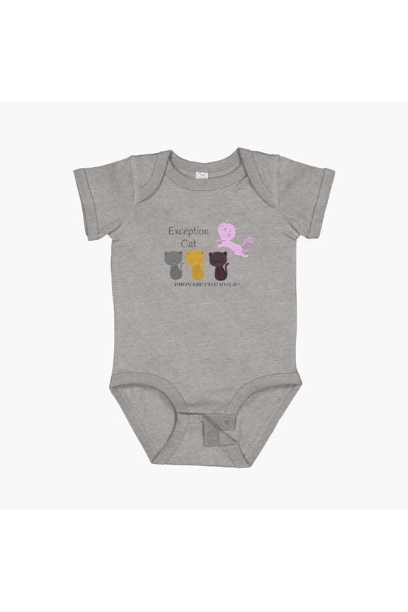 Exception Cat Proves The Rule - Punny Sticker Short Sleeve Baby One-Piece, New Born, Baby Shower Gift, New Parents Gift