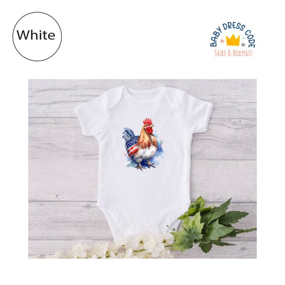 Luvly Farm Chicken Usa Flag, Independence Day Chicken Toddler, Patriotic Baby Chicken Bodysuit, Animal Lover, Chicken Shirt, New Born, Baby Shower Gift, New Parents Gift