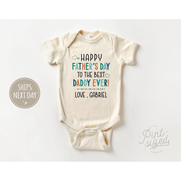 Luvly Father'S Day Baby Gift - I Love My Dad Baby - Retro Boys Bodysuit - Father'S Day Natural , New Born, Baby Shower Gift, New Parents Gift