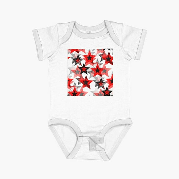 Luvly Festive Red Stars Short Sleeve Baby One-Piece, New Born, Baby Shower Gift, New Parents Gift