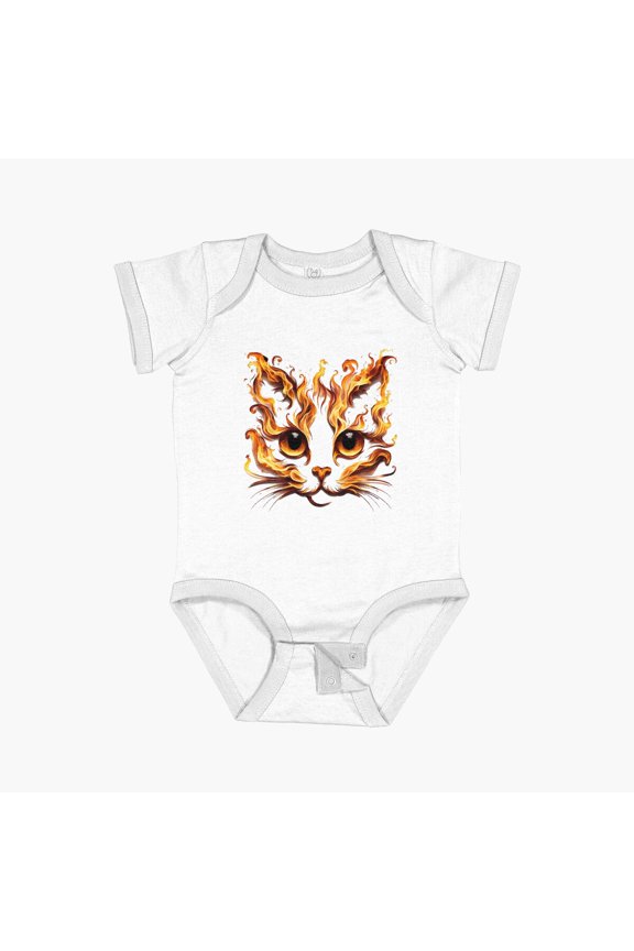 Fire Cat 3.0 Short Sleeve Baby One-Piece, New Born, Baby Shower Gift, New Parents Gift