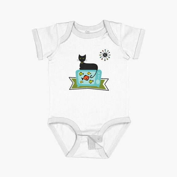 Luvly Fishing Cat Short Sleeve Baby One-Piece, New Born, Baby Shower Gift, New Parents Gift