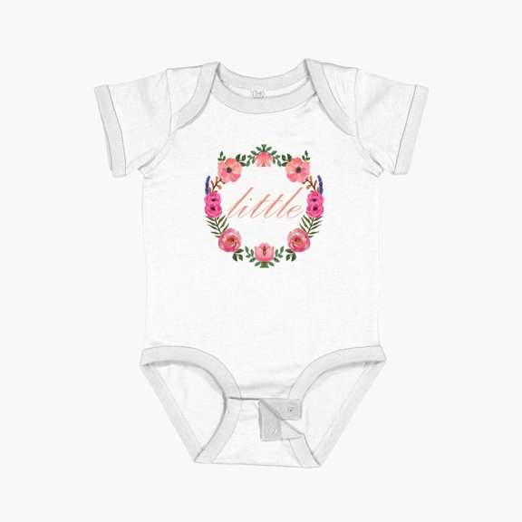 Luvly Floral Wreath - Little Short Sleeve Baby One-Piece, New Born, Baby Shower Gift, New Parents Gift
