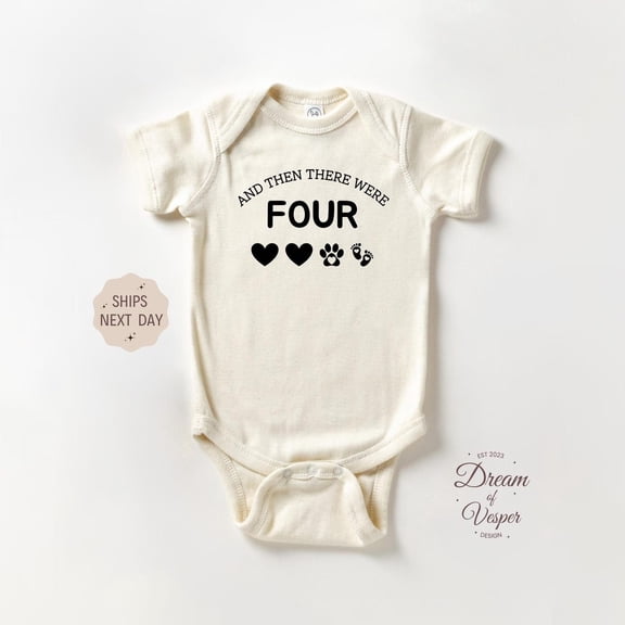Luvly And Then There Were Four, Baby Coming Soon Bodysuit, Baby Announcement, Pregnancy Announcement Bodysuit, Baby Shower Gift, New Born, Baby Shower Gift, New Parents Gift
