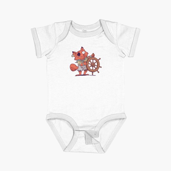 Luvly Fox Pirate Short Sleeve Baby One-Piece, New Born, Baby Shower Gift, New Parents Gift