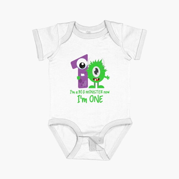 Luvly Funny 1St Birthday Little Monster 1St Birthday Design Short Sleeve Baby One-Piece, New Born, Baby Shower Gift, New Parents Gift