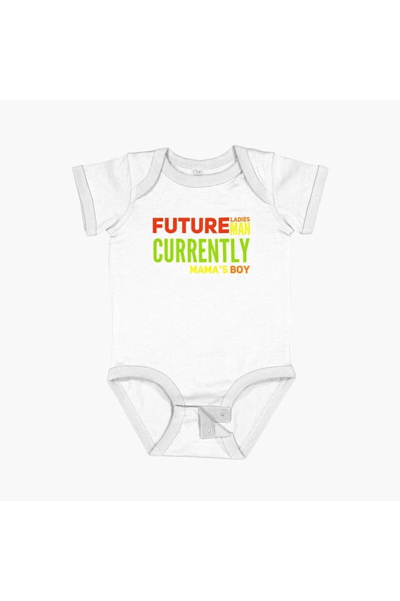Future Lady’S Man, Currently Mama’S Boy Short Sleeve Baby One-Piece, New Born, Baby Shower Gift, New Parents Gift