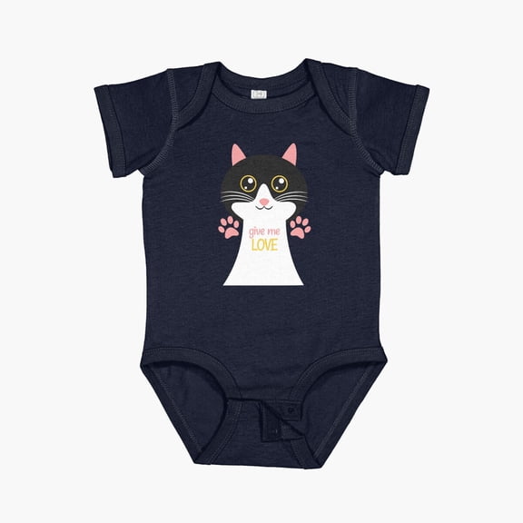 Luvly Give Me Love - Cat Wanting Love Short Sleeve Baby One-Piece, New Born, Baby Shower Gift, New Parents Gift
