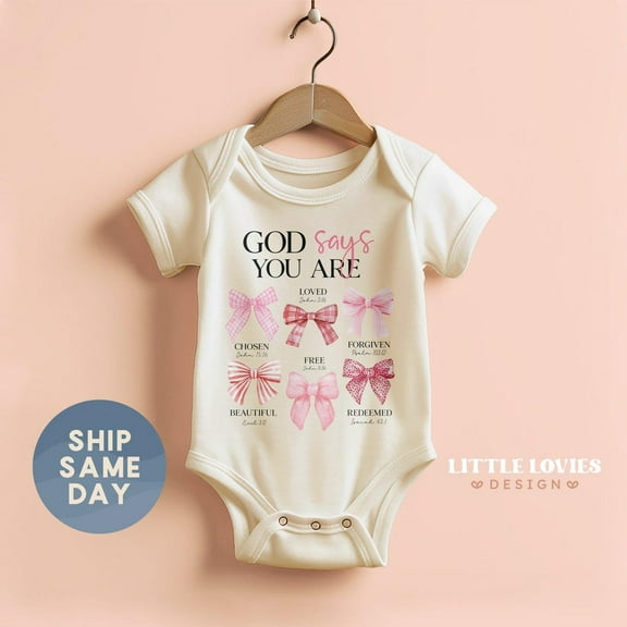Luvly God Says You Are Baby Onesies® Brand, Christian Baby Shower Gift, Religious Infant Bodysuit, Coquette Style Baby Outfit(Ca-Tre127), New Born, Baby Shower Gift, New Parents Gift