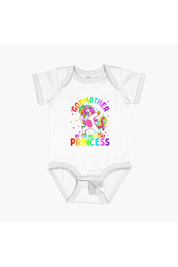 Godmother Othe Birthday Princess Girl Dabbing Unicorn Short Sleeve Baby One-Piece, New Born, Baby Shower Gift, New Parents Gift