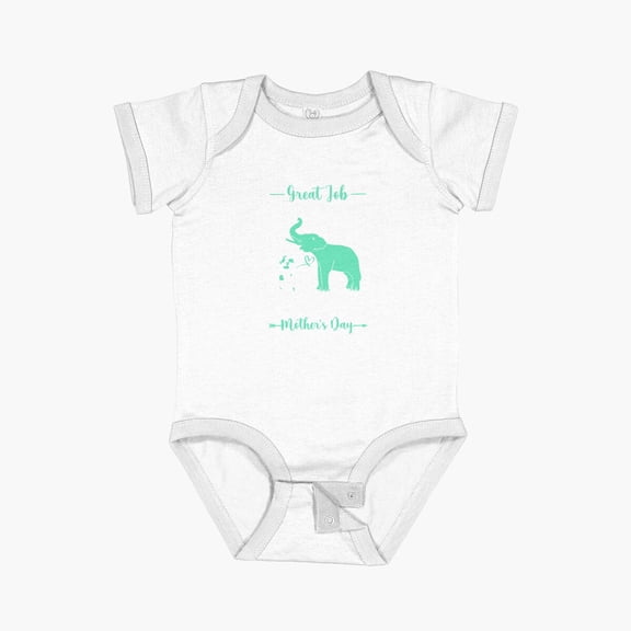 Luvly Happy 1St Mothers Day Mama And Baby Elephant Cute Mom Short Sleeve Baby One-Piece, New Born, Baby Shower Gift, New Parents Gift