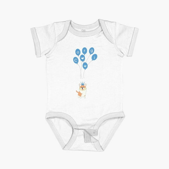 Luvly Happy Corgi Short Sleeve Baby One-Piece, New Born, Baby Shower Gift, New Parents Gift