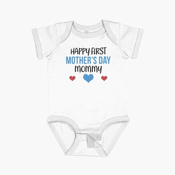 Luvly Happy First Mother'S Day Mommy Blue Short Sleeve Baby One-Piece, New Born, Baby Shower Gift, New Parents Gift