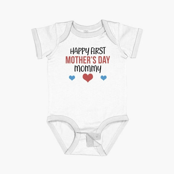 Luvly Happy First Mother'S Day Mommy Red Short Sleeve Baby One-Piece, New Born, Baby Shower Gift, New Parents Gift