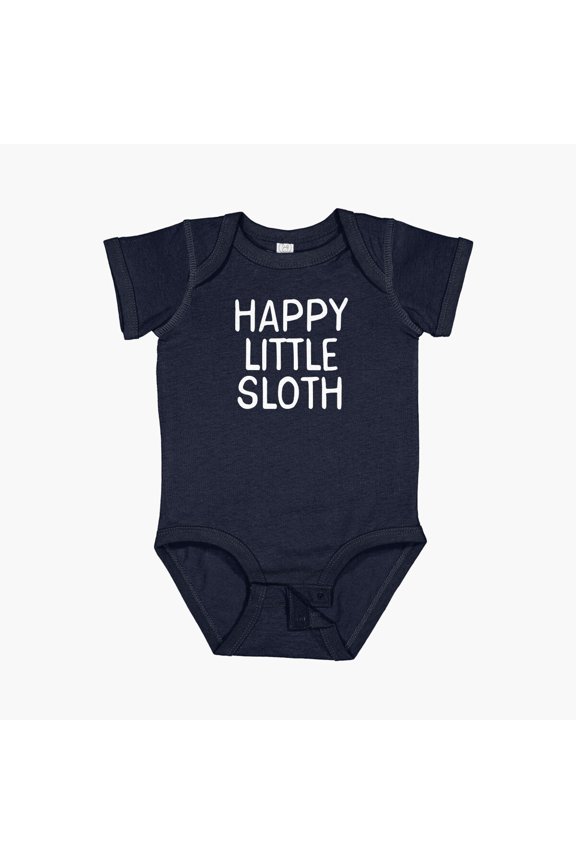 Happy Little Sloth Short Sleeve Baby One-Piece, New Born, Baby Shower Gift, New Parents Gift